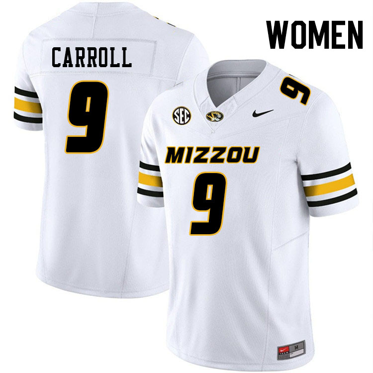 Women #9 Marcus Carroll Missouri Tigers College Football Jerseys Stitched-White